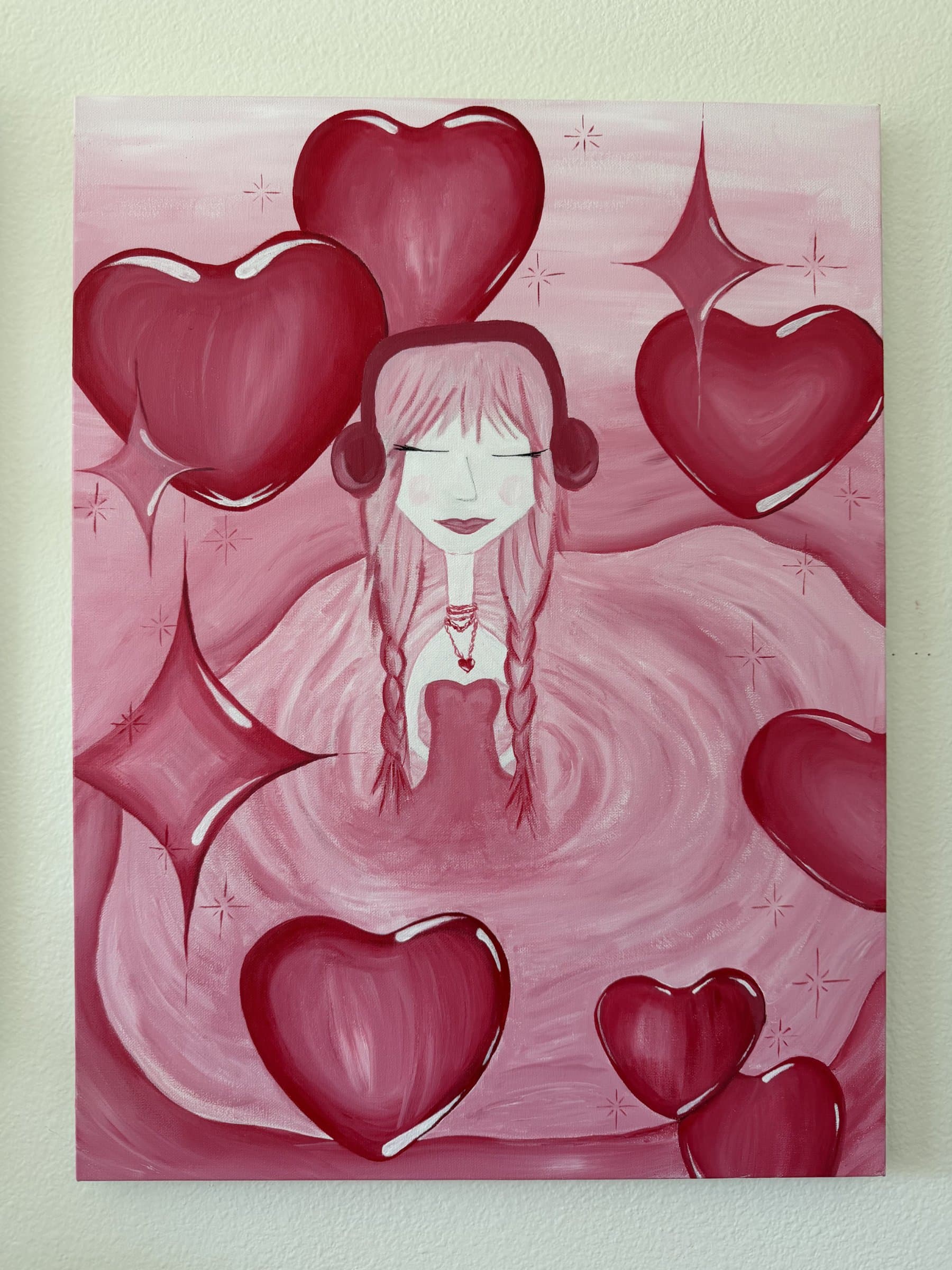 Pink Acrylic Painting on Canvas